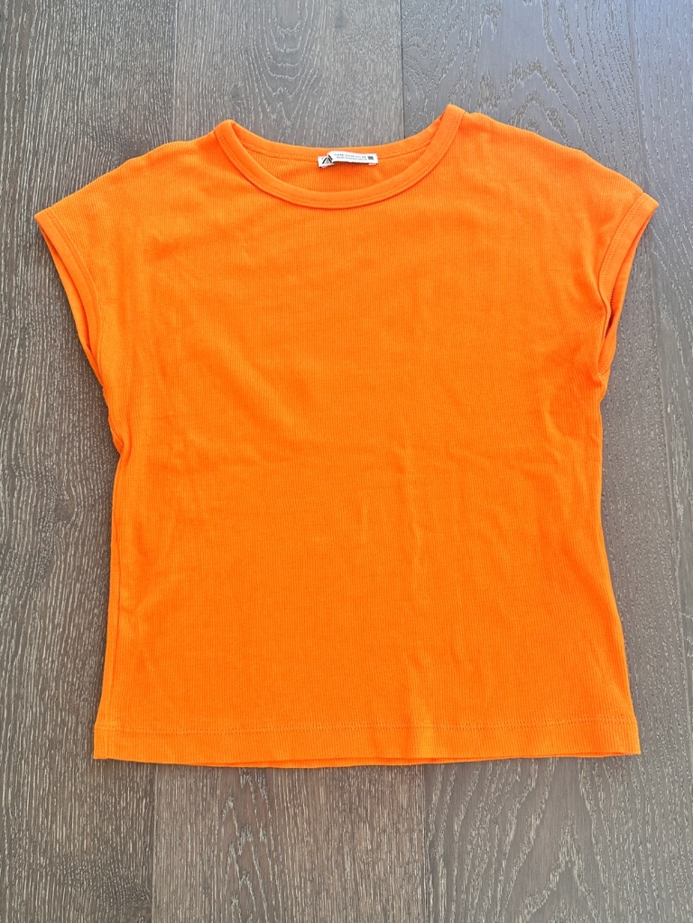 Zara Orange Cap Sleeve Ribbed Tee